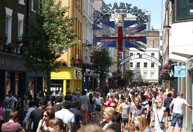 Carnaby hosts free music festival to celebrate 10 decades of music. Special performances from the main stage on Broadwick Street included A*M*E, Kids in Glass Houses, James McCartney, Night Engine, Luminites, and Last of the Troubadours, all compered by acclaimed broadcaster and radio presenter Hardeep Singh Kohli. The Newburgh Quarter stage hosted the Young Knives, Spycatcher, The Carnabys, Luxe, Diaz, and Giovanna.Press Association Photo. Picture date Saturday July 6th, 2013. Photo credit should read: Matt Alexander/PA Wire