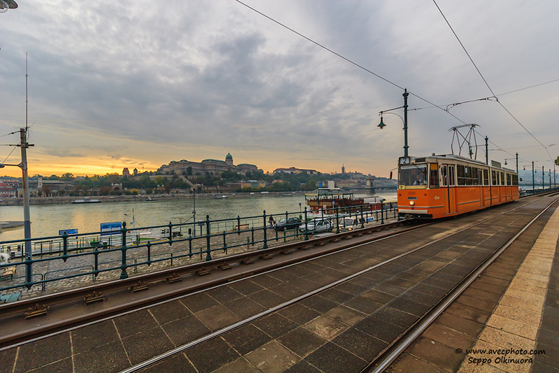 Tram n:o 2 in budapest, Hungary. With ride on tram No. 2 one gets a magnificent view of the Gellert Hill, Castle Hill, the Budapest Parliament and bridges.