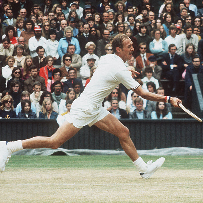 1972:  Wimbledon Men's Singles'' Final. Stan Smith seen ction during the final in which he beat Roumania's Ille Nastase. Mandatory Credit: Allsport Hulton/Archive