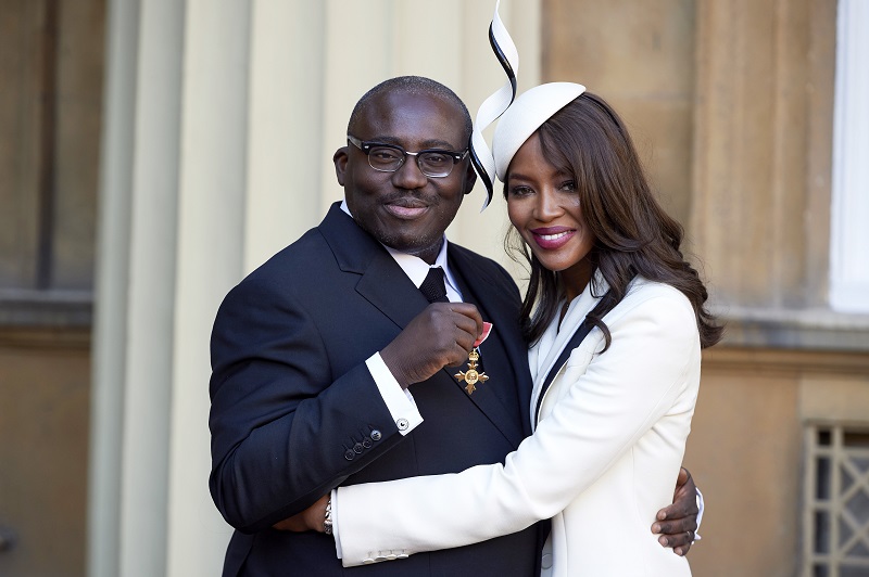 Mandatory Credit: Photo by REX/Shutterstock (6897943w) Edward Enninful after receiving his Officer of the Order of the British Empire (OBE) and Naomi Campbell Investitures at Buckingham Palace, London, UK - 27 Oct 2016